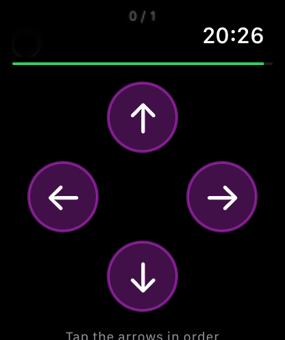 Directions game on Apple Watch — four purple directional arrow buttons